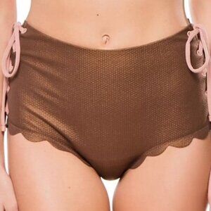Marysia Swim Palm Springs High-Waist Bikini Bottom – Metallic Brown – Size L
